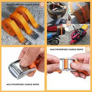 Cargo Rope 1PC ORANGE 5-6FT Cargo Strap HEAVY DUTY for Motor & E-Bike Tie Down Buckle Type Tow Rope (1)