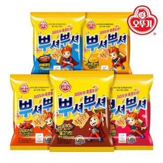 [Ottogi] Ppushu Ppushu (Smash Noodle Snack) Bulgogi, BBQ, Grilled Chicken 90g - KOREAN SNACK (1)