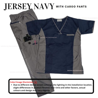 (S&TJC) Jersey Navy Scrub Suit with Cargo Pants