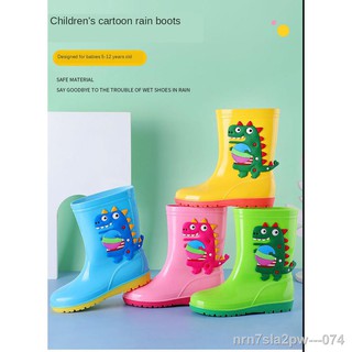 Boy Shoes✺Rain Boots Kids girls Cute 3D Dinosaur Printed Children's Rubber Boots boys waterproof sho
