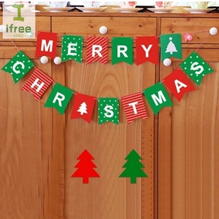 Merry Christmas Bunting Garland Banner Hanging Flag Shop Home XMAS Party Decor