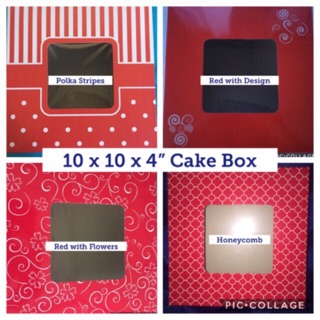 10x10x4” Cake Box with Acetate Window - 10 pcs