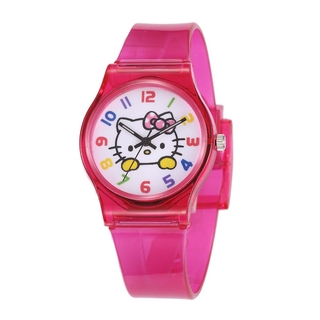 Children Lovely Kitty Cat Mickey Mouse Silicone Quartz Watch Transparent Watch