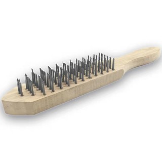 Mighty hardware steel brush wood handle