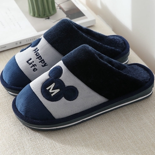 Winter cotton slippers men's increased size lovers indoor antiskid thermal household women's thickened autumn and winter slippers