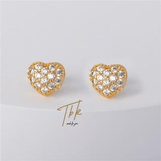 TBK 18K Gold Cubic Zirconia Heart Stud Earrings Accessories for Women Hypoallergenic 178e