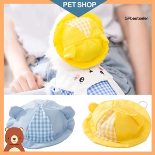 SPB Pet Hat All-matching Plaid Fabric Adorable Summer Pet Hat for Outdoor