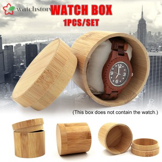 WS Round Wooden Watch Box Pure Bamboo Wood Vintage Watch Box for Men Women Birthday Gift