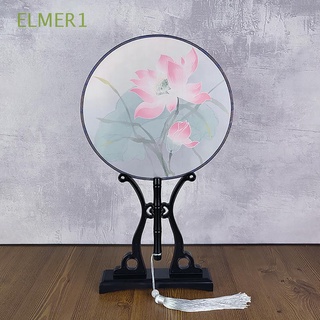 ELMER1 Ancient Style Dance Fan With Wooden Handle Home Decor Fan Gift Portable Printed Crafts Vintage Chinese Style Sunshade fan