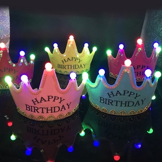 Birthday Party Decoration LED Light Luminous Crown Hat Baby Birthday Hat Children Kids Party Supplies King Princess