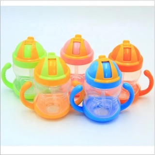 Baby Training Bottle / Baby Feeding Bottle / Baby Sippy Cup with Handle and Straw