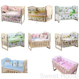 5pcs Baby Bed Bumpers Pure Cotton Infant Bedding Set Newborn Cartoon Printed Crib Fence Protector fo