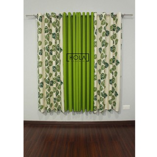 HOLA - Printed Curtains - Leaf Green + Green - 3in1 & 4in1 SET