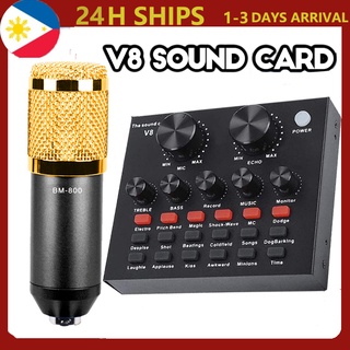High Sound Quality BM800 Condenser Microphone V8 Multifunctional Live Sound Card
