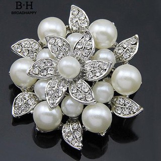 Flower Rhinestone Imitation Pearl Wedding Bridal Scarf Brooch Pin Gift