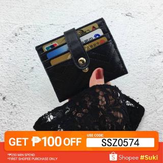 Korean New Style Short Faux Leather Checkered Wallet