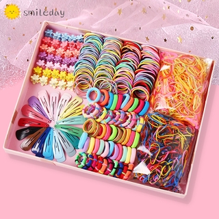 Fashion Korean Colorful Kids Scrunchie Hairclip Set Flower Hairband Hair Clips Baby Candy Color Girl Headdress Hair Accessories (No Box)