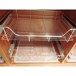 22x16 & 26x16nches - 2 Layers Complete Set Stainless Pull out Wire Basket