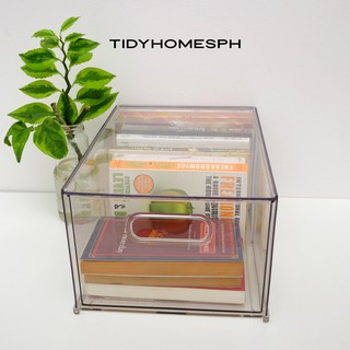 TIDYHOMESPH Clear Transparent Jumbo Pull-out Drawer Organizer w/ Removable Divisers