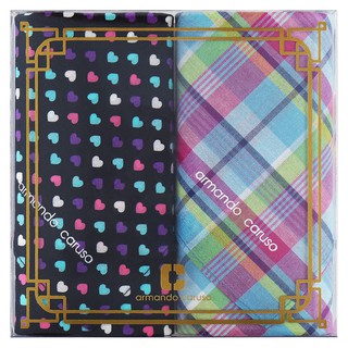 Caruso Heart Printed Combined with Checkered Handkerchief - Set of 2 in Gift Box