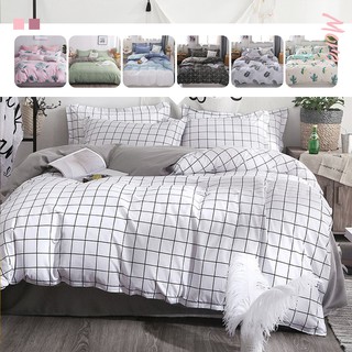 DANSUNREVE 16 Colors Bedding Set Black and White Plaid Duvet Cover Polyester 4 In 1 Bedsheet Single Queen King Bed for Bedroom