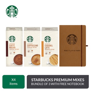 STARBUCKS Premium Coffee Mixes x 3 Boxes, Plus FREE Premium Notebook