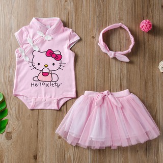 Cute Baby Infant Clothes Set Hello Kitty Cartoon Dress (1)
