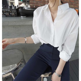XL White Long Sleeves Polo Blouse (Extra Large)