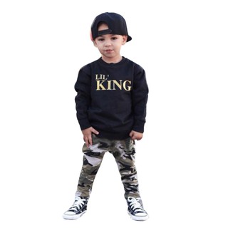 Toddler Kids Baby Boy Letter T shirt Tops+Camouflage Pants