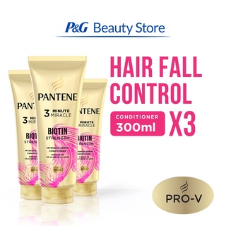 ♀▤◙Pantene Biotin Strength Pro-V 3 Minute Miracle Conditioner [Hair Fall Control] 300mL Trio