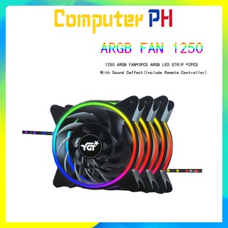 YGT ARGB FAN 1250 120mm ARGB Music case Fan Adjustable Speed Case Chassis Cooling Ring LED Fan