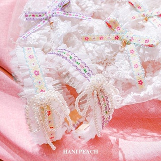 Department Of lolita Girl Pearl Bowknot Embroidery Floral Lace
