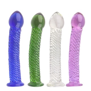 Glass Dildo G-spot Stimulator Pyrex Crystal Butt Plug Virtual Penis Anal/Vaginal Dilator Sex Toys Fo