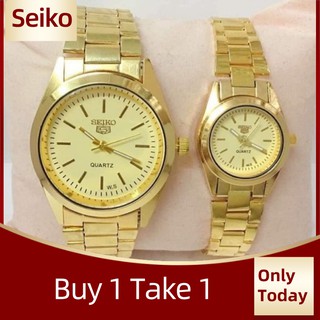 Couple Seiko Watch Buy 1 Take 1 Stainless Steel Golden Fashion Metal Watch Watch for Women Original