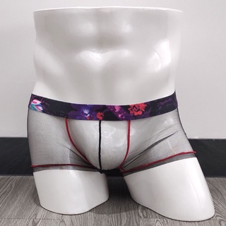 Men Fashion Breathable Net Yarn Boxer Underpants Transparent Mesh Underwear (3)