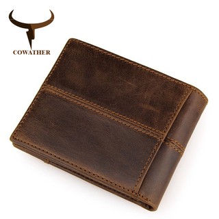 COWATHER 100% top quality cow genuine leather men wallets fashion splice purse dollar price carteir0