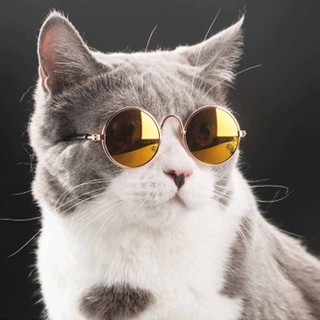 ♤Pet Products Lovely Vintage Round Cat Sunglasses Reflection Eye wear glasses For Small Dog Cat Pet