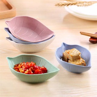Multipurpose Leaf-Shape Kitchen Tableware Small Seasoning Saucers Bowl Wheat Straw Sauce Dish Plates