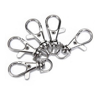 Durable Large-sized Metal Swivel Lobster Snap Clasp Hook Keychain - 5 pcs/set (Silver)
