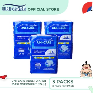 Uni-care Maxi Overnight Adult Diaper 8's (Large) Pack of 3