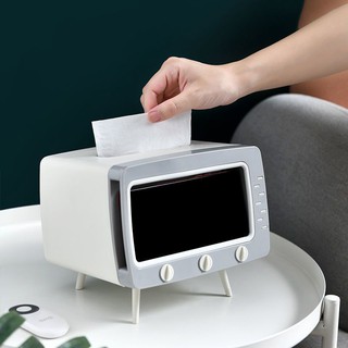 BigTin Home Office Creative TV Shape Tissue Box With Slot Design Phone Stand Controller Holder (9)
