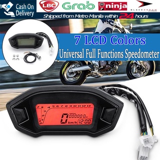 12V Universal Motorcycle LCD Digital Speedometer Odometer Meter 7 LCD Colors Waterproof 13000RPM