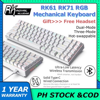 ✨【PH STOCK】 Royal Kludge RK61 RK71 Wireless Bluetooth 3.0 USB RGB Backlit Mechanical Gaming Keyboard