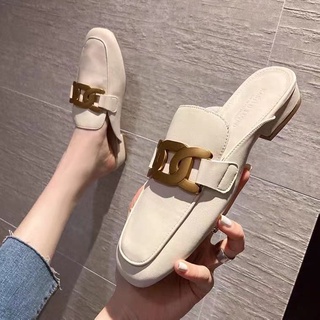 Slippers Female Summer Low Heel Baotou Half Slippers Muller Shoes Cool Drag