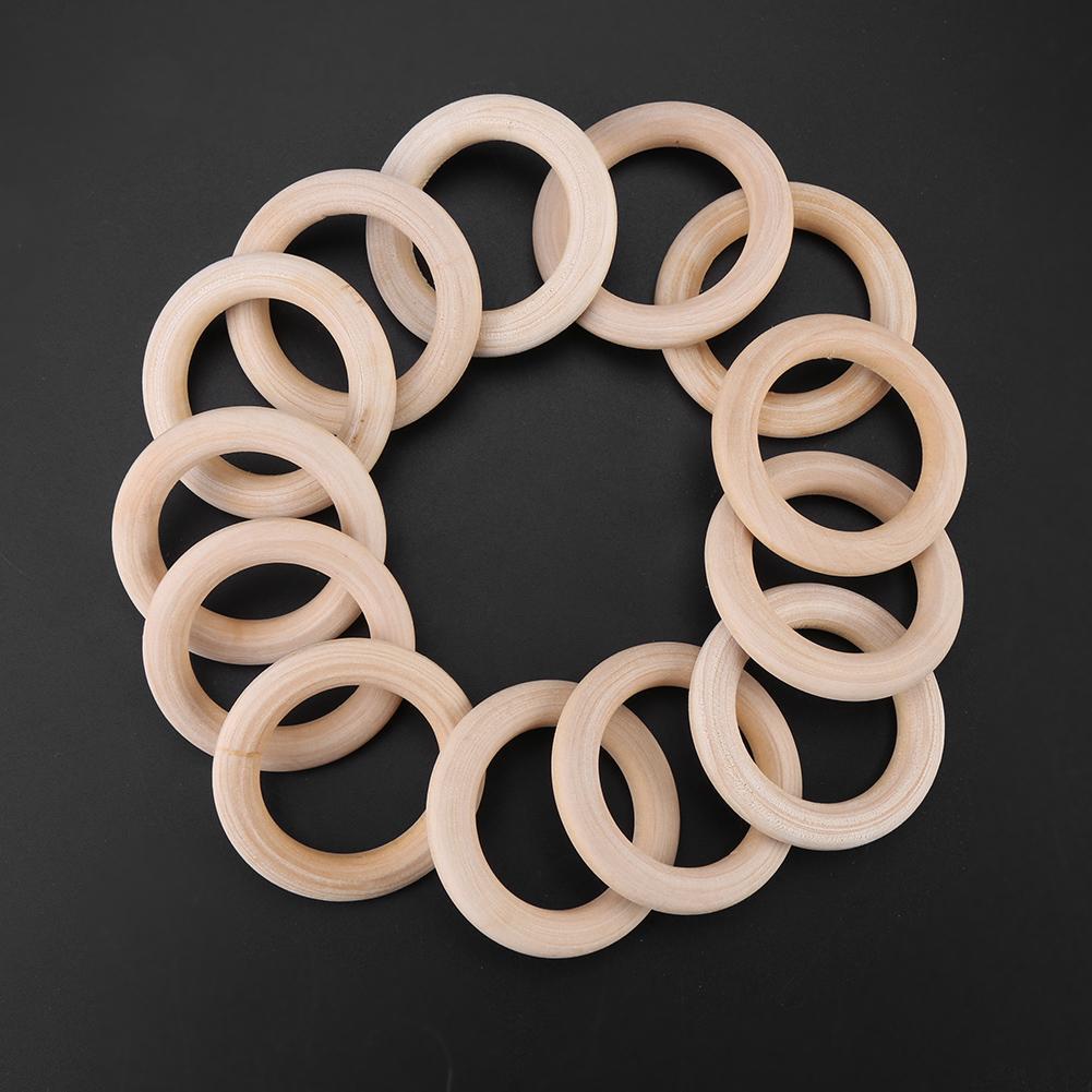 Unfinished Rings DIY 50pcs Natural Craft Circles Wooden Wood