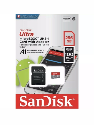 SanDisk 256GB Ultra A1 100MB/s Class 10 Micro SD SDXC Memory Card