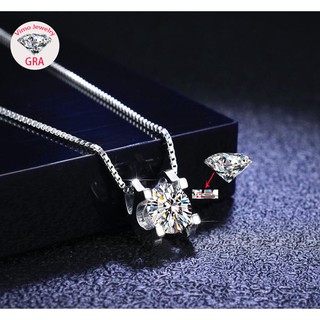 [With GRA certificate] One carat Moissanite S925 silver necklace female classic Moissanite pendant fashion jewelry clavicle chain