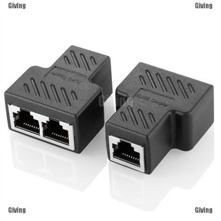{Giving}1 To 2 Ways RJ45 LAN Ethernet Network Cable Female Splitter Connector Adapters (2)