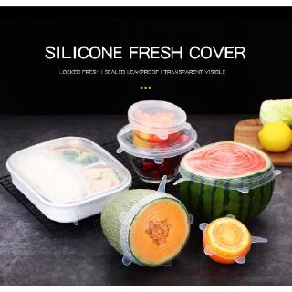 6 Pcs/ Set Silicone Cover Fresh Stretchable Silicone Saran Wrap Kitchen Silicone Food Wrap Seal Lid Cover