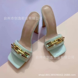Sandals Supply Four Seasons Square High Heel European and American Style Spot Foreign Trade Sandals